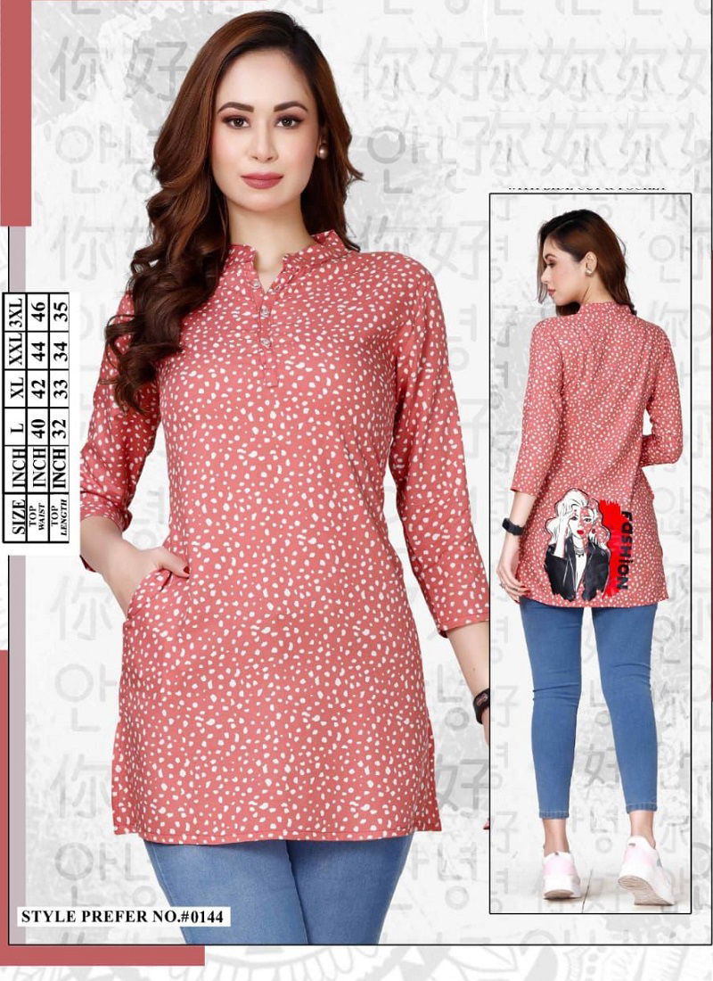 Summer Special Vol At 0144 Rayon Printed Top Catalog
